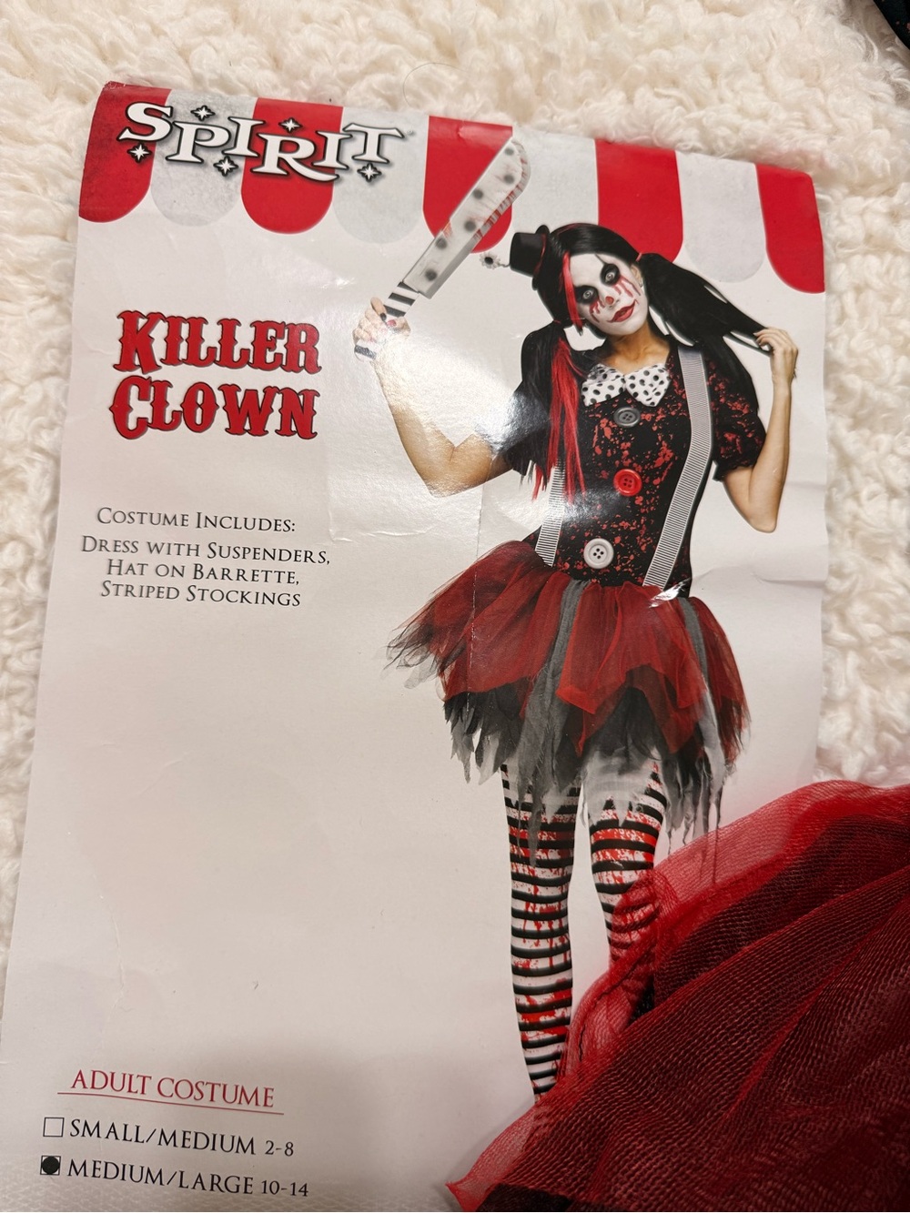 Spirit Killer Clown Adult Sz Med/Lg 10-14